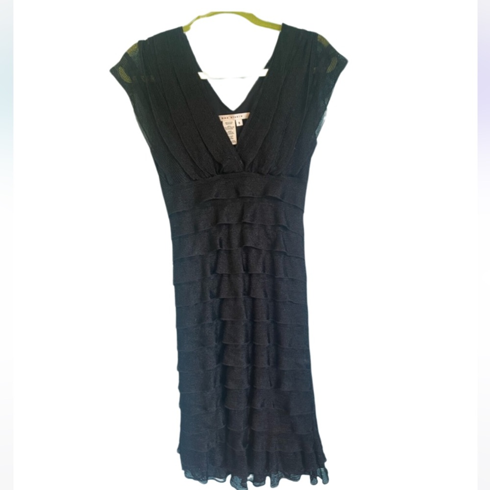 MaxMara Tiered Lace Black Mini Dress